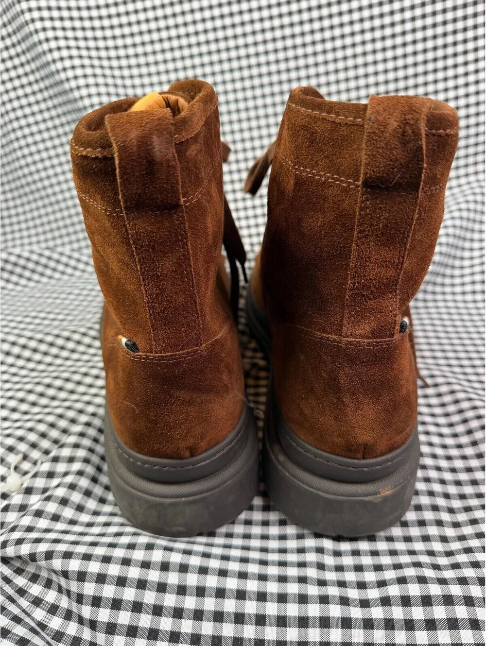 Allen Edmonds Sawyer Waterproof Boots Men 13 D Brown Suede Moc Toe Lug Sole 5860